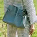 Mansur Gavriel  Mini Soft 灰蓝色抽绳单肩包