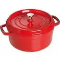 近期低价！Staub 圆形带盖珐琅锅铸铁锅 24cm/4.4升 樱桃红色