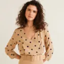 Mango Polka dot cross blouse 波点开襟衬衫