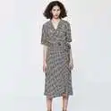 GANNI Printed Check Crepe 格纹裹身裙