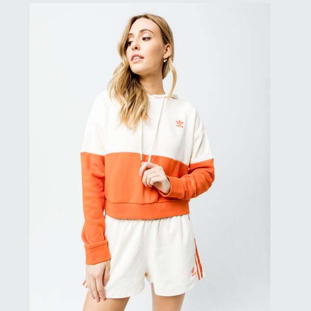 Adidas 米橙色拼接卫衣