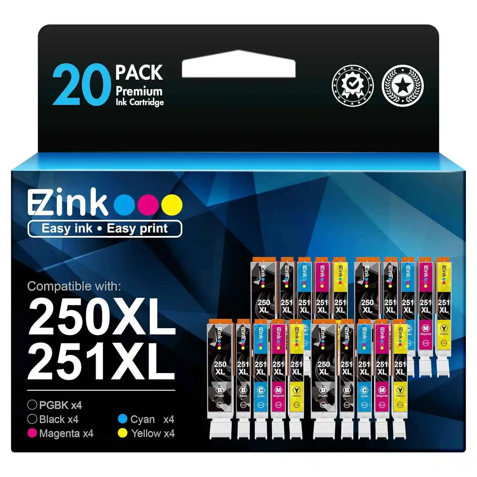 E-Z Ink 佳能 250 251 XL 兼容墨盒替换装