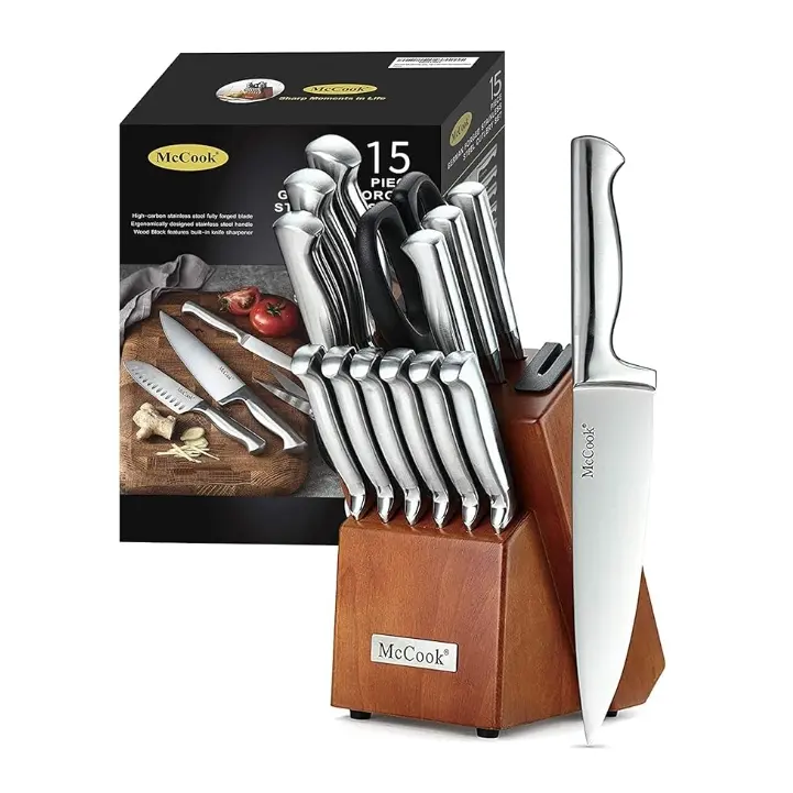 McCook German Stainless Steel Kitchen Knife Block Sets