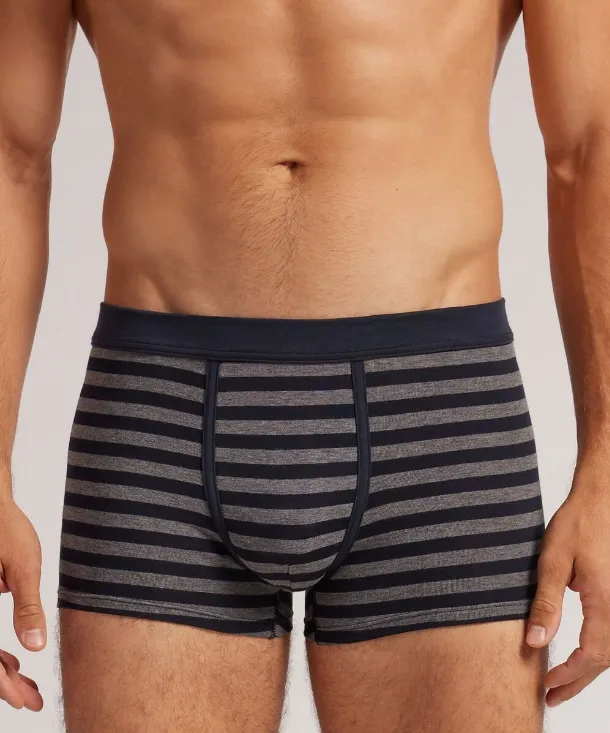 Blue Grey Stripe Print Superior Cotton Boxers