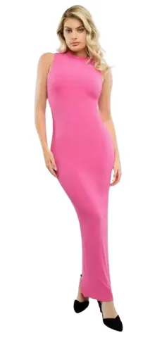 Shapewear Modal Sleevless Mock Neck Slimming Maxi Dress