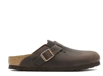 BIRKENSTOCK Brown Narrow Boston Oiled Leather Clogs