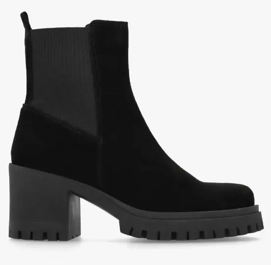 Luxor Black Suede Block Heel Chelsea Boots