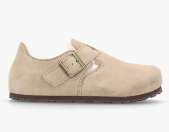 Women’s London Shearling Taupe Suede Clog Shoes