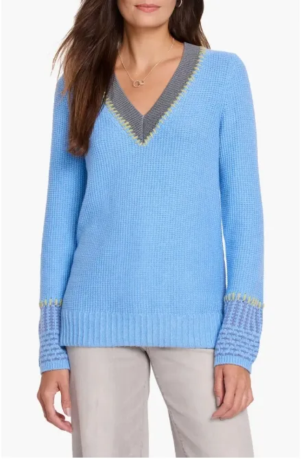 NIC+ZOE Contrast Trim Thermal Sweater