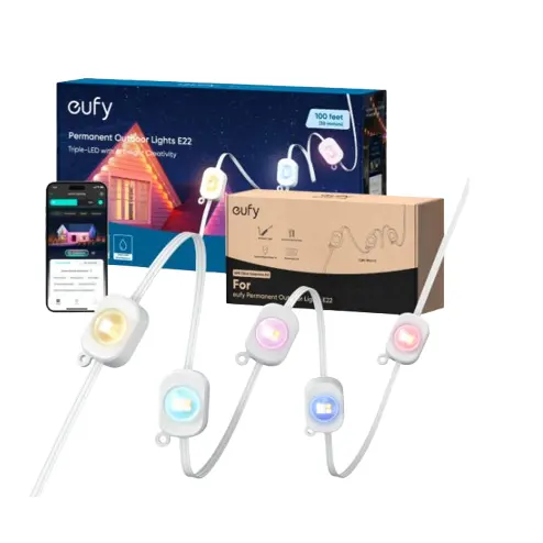 eufy Permanent Outdoor Lights E22（100ft/30m）+ 50ft/15m Extension Kit