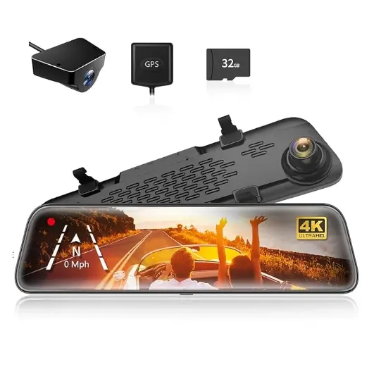 WOLFBOX G840S 12" 4K Mirror Dash Cam Backup Camera