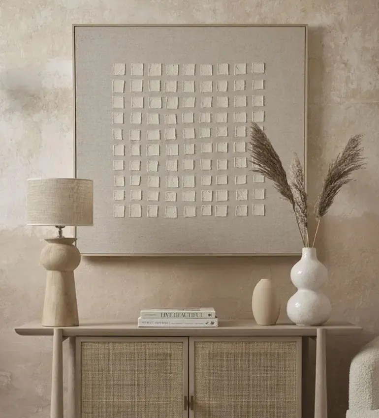 Textured Squares Framed Linen Wall Art