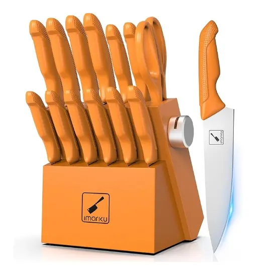 imarku Sharp Block Knife Set with Built-in Sharpener