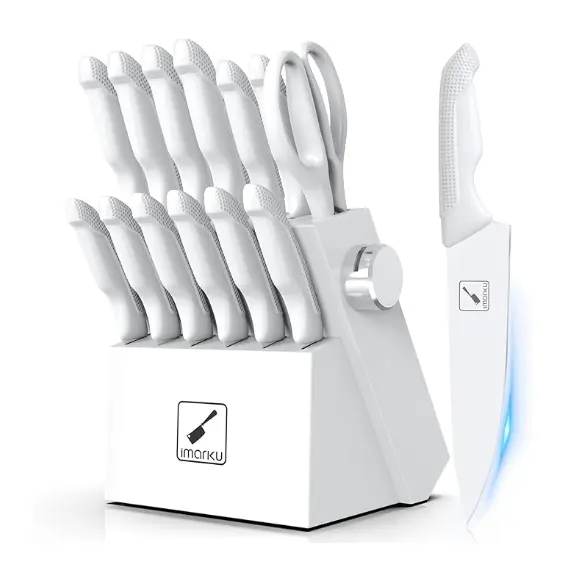 imarku Sharp Knife Set with Block and Sharpener