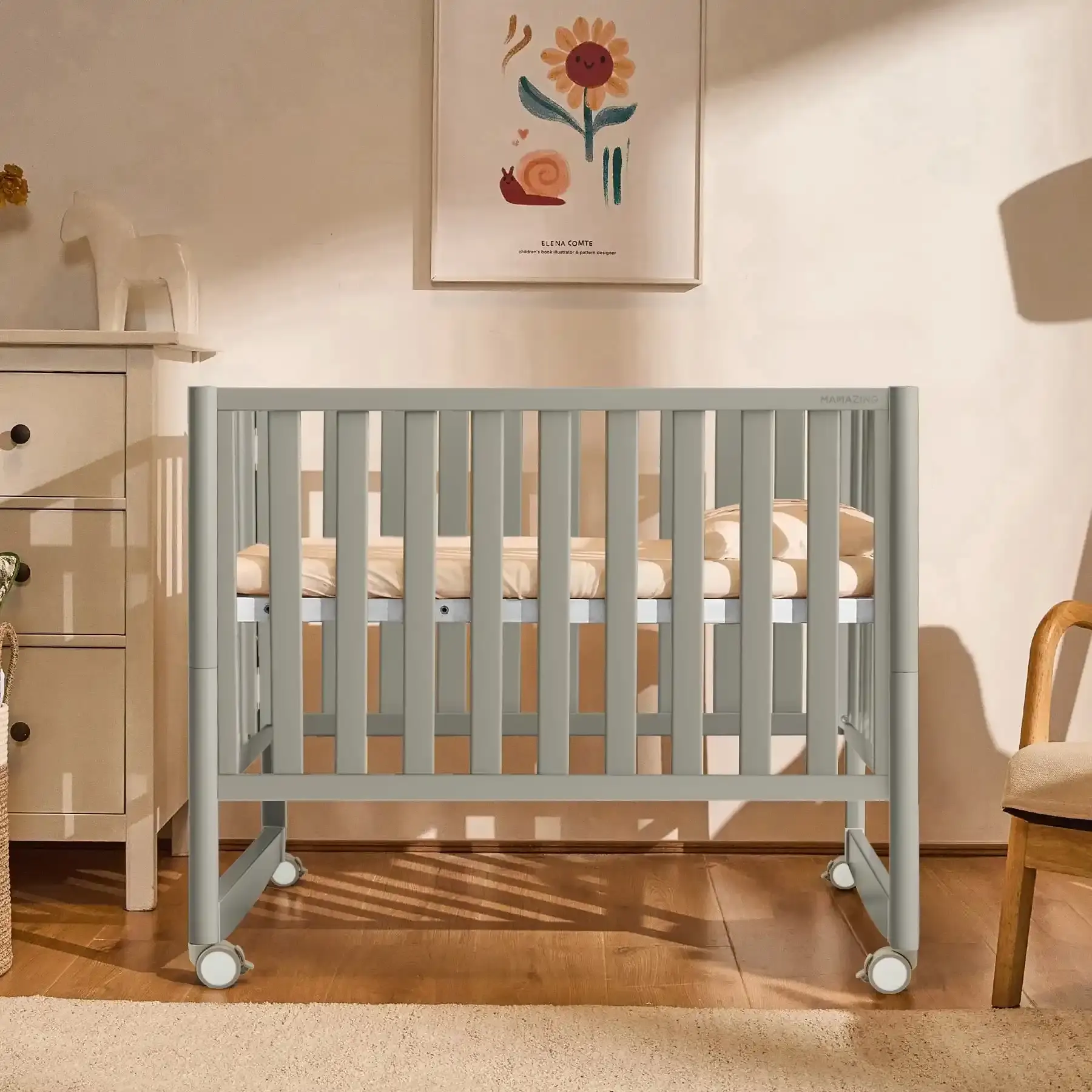 Mamazing 7-in-1 Convertible Baby Crib, Grey