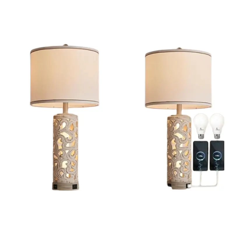 AIDENOEY Set of 2 Table Lamps with Night Light