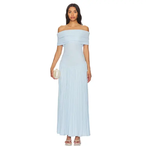 LIONESS FIELD OF DREAMS 蓝色一字肩连衣裙