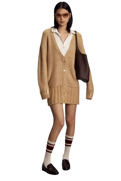 Maeve Layered Sparkle Cardigan Sweater Mini Dress