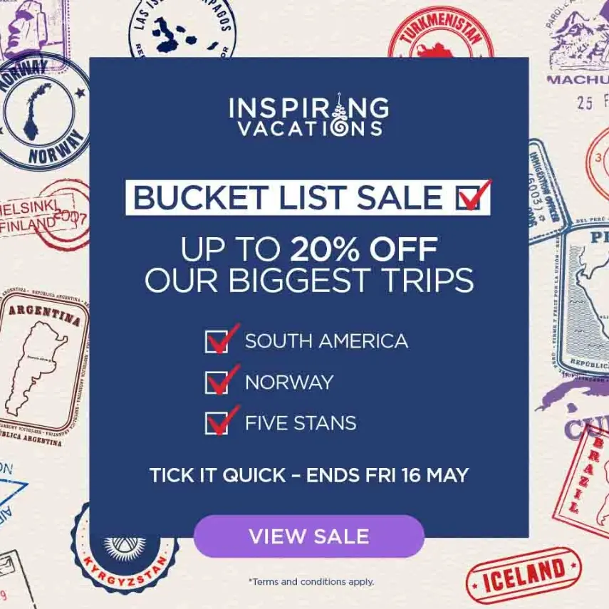 Inspiring Vacations US：精选冒险之旅低至8折起