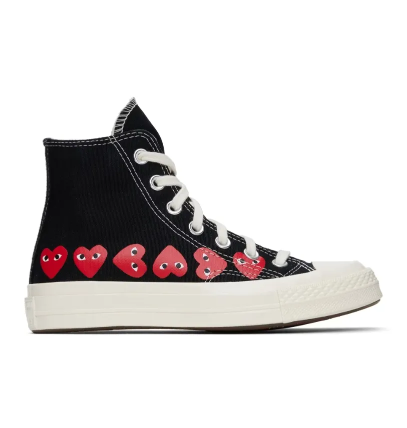 COMME des GARÇONS PLAY Black Multi Heart Sneakers