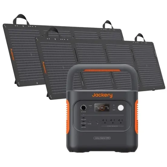 Jackery Explorer 2000 Solar Generator with 2 x 100W Mini Solar Panels