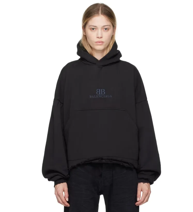 Balenciaga  Black Distressed 连帽衫