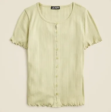 J.CREW 荷叶边短袖针织开衫