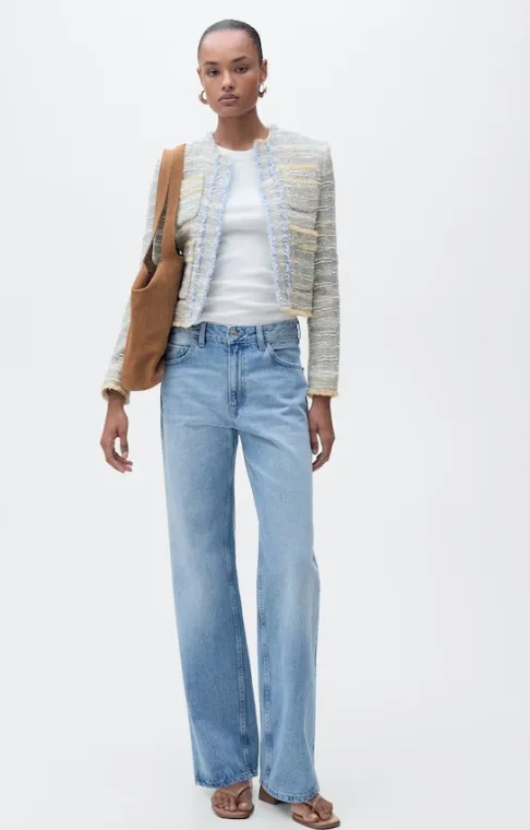 Tweed Jacket with Frayed Ends