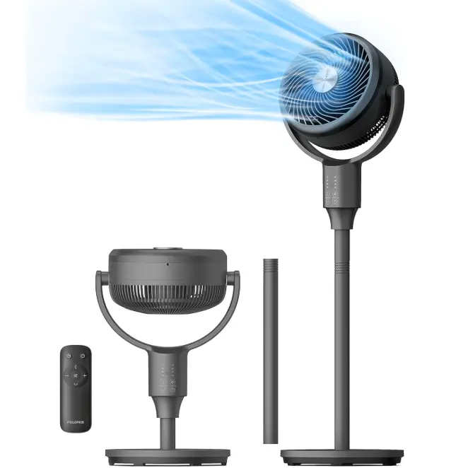 PELONIS Pedestal Fan, Air Circulator, 22ft/s, OmniFlow