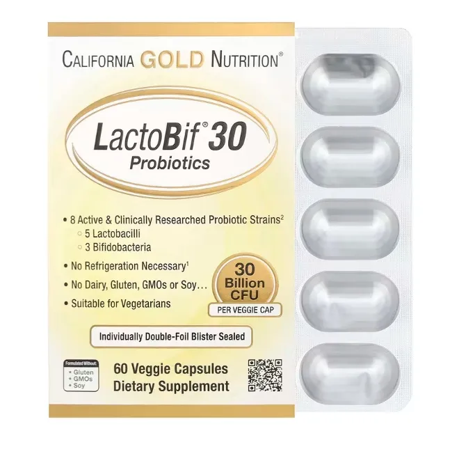 California Gold Nutrition, LactoBif® 30 Probiotics, 60 Capsules