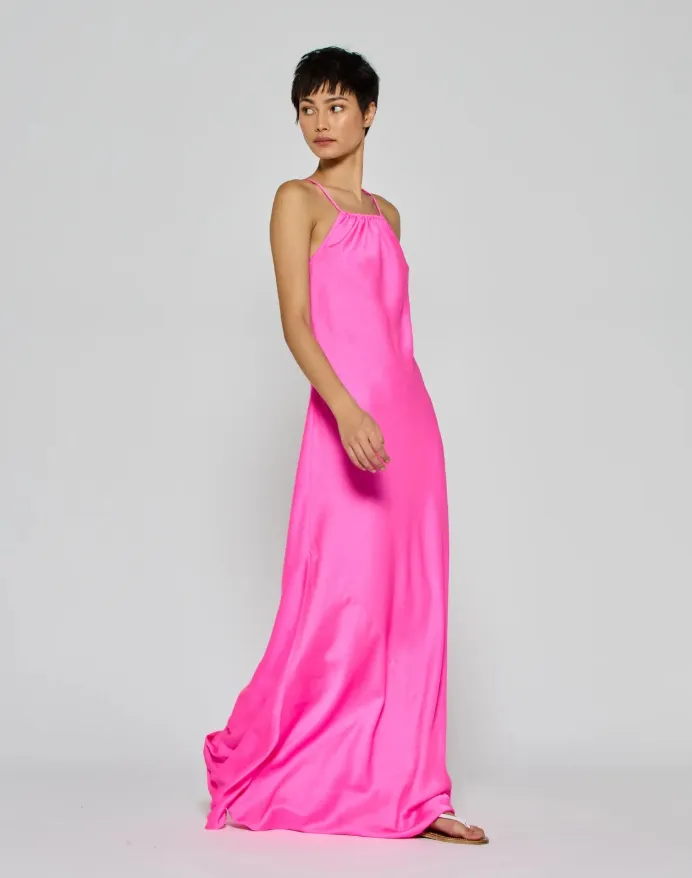 GATHERED NECK BIAS DRESS