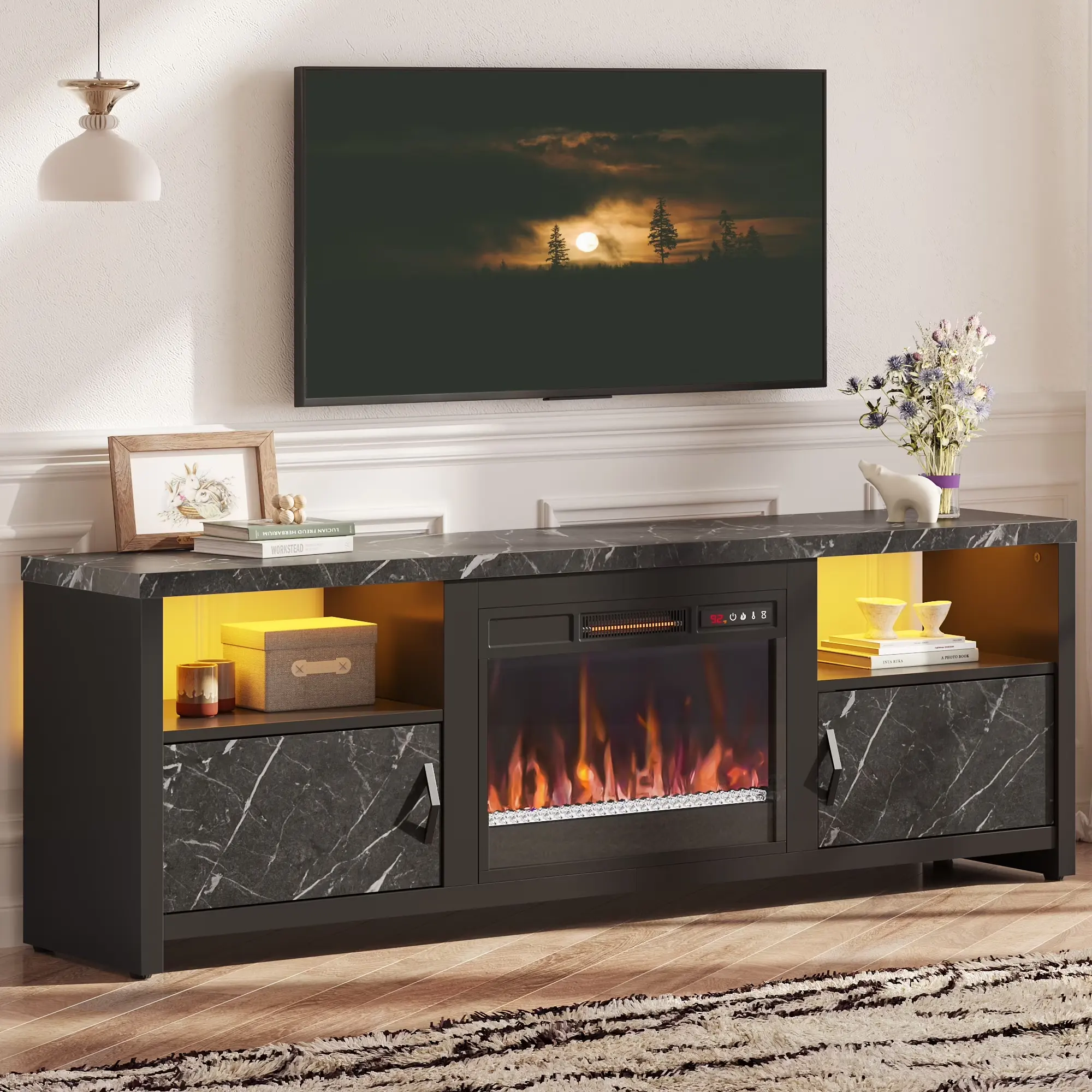Bestier 71" Fireplace TV Stand for TVs