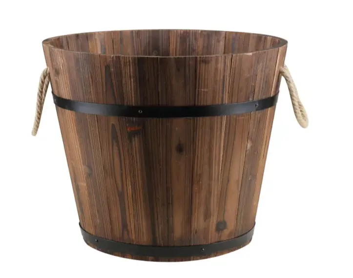 Red Shed Wooden Whiskey Barrel Planter