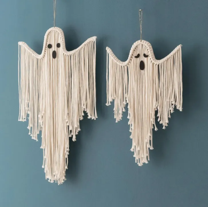 Halloween Macrame Ghost Spooky Wall Hanging