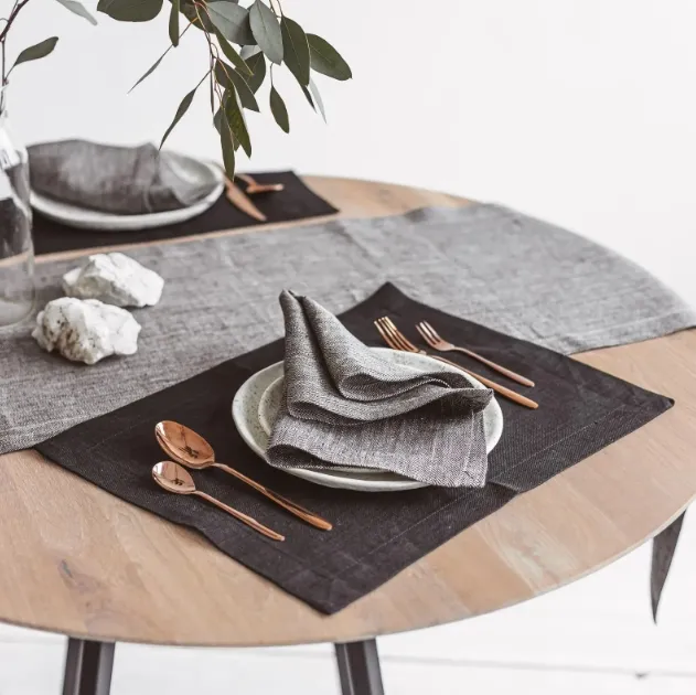 Black Linen Placemats For Farmhouse Table