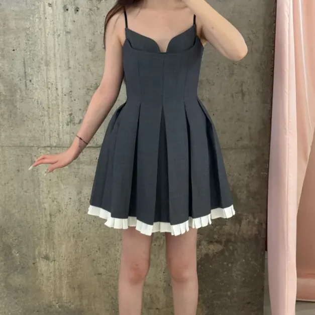 SHUSHU/TONG 灰色吊带连衣裙