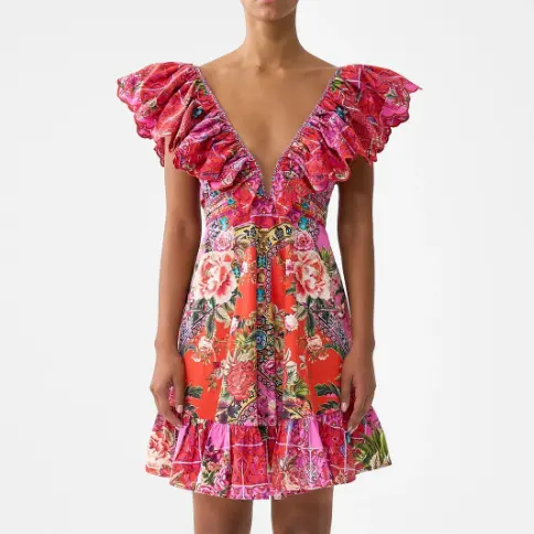 Camilla 短款荷叶边连衣裙