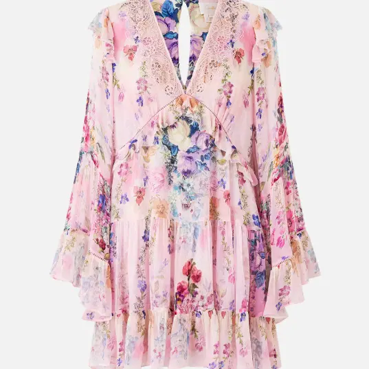 Camilla 层叠摆粉色连衣裙