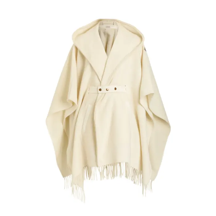 Moncler 盟可睐流苏羊毛斗篷