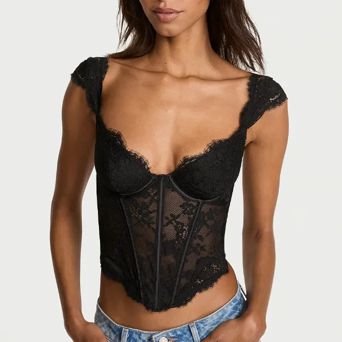 Victoria's Secret 黑色蕾丝紧身胸衣