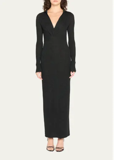 DVF x Henry Zankov Castella 系列闪片针织直筒超长连衣裙