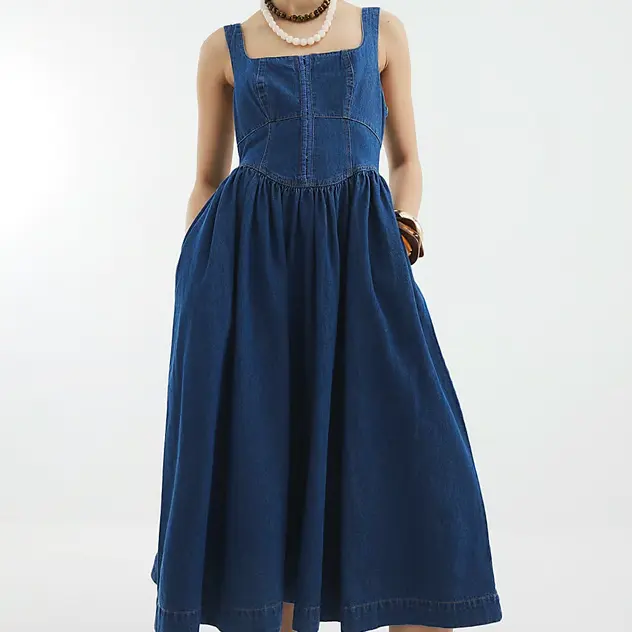 River Island 牛仔吊带裙