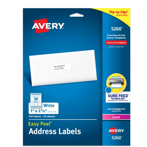Avery Easy Peel Laser Address Labels