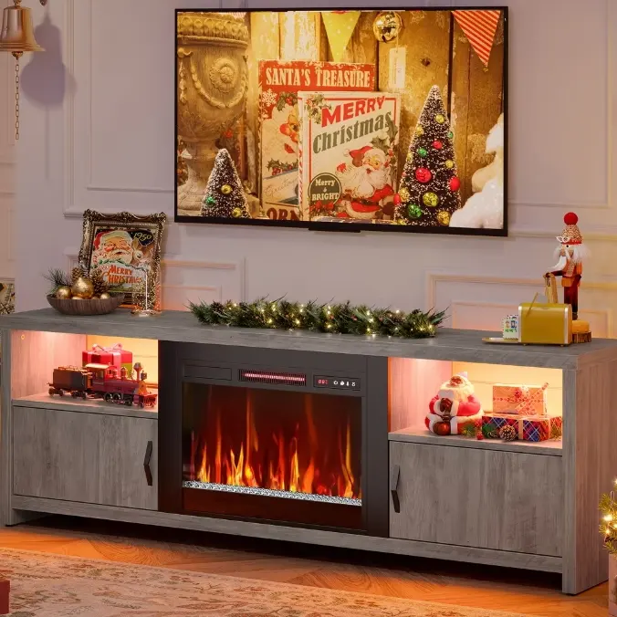 Bestier 71英寸现代壁炉电视柜
