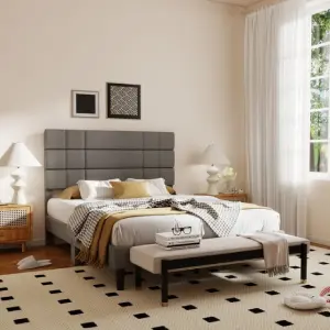 现代风格 Queen 尺寸布艺软包床架