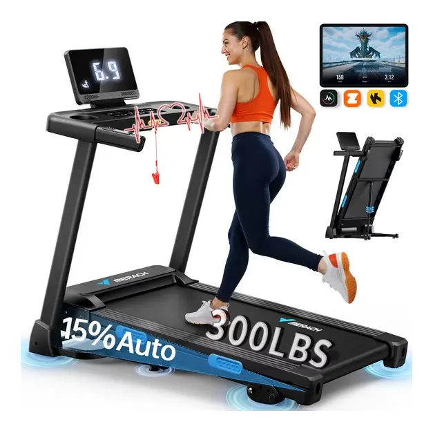 MERACH 带 15% 自动坡度调节功能折叠式跑步机