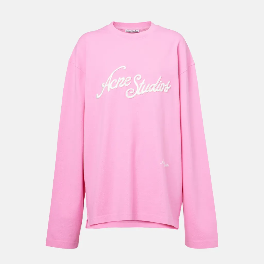 ACNE STUDIOS 字母徽标粉色长袖T恤