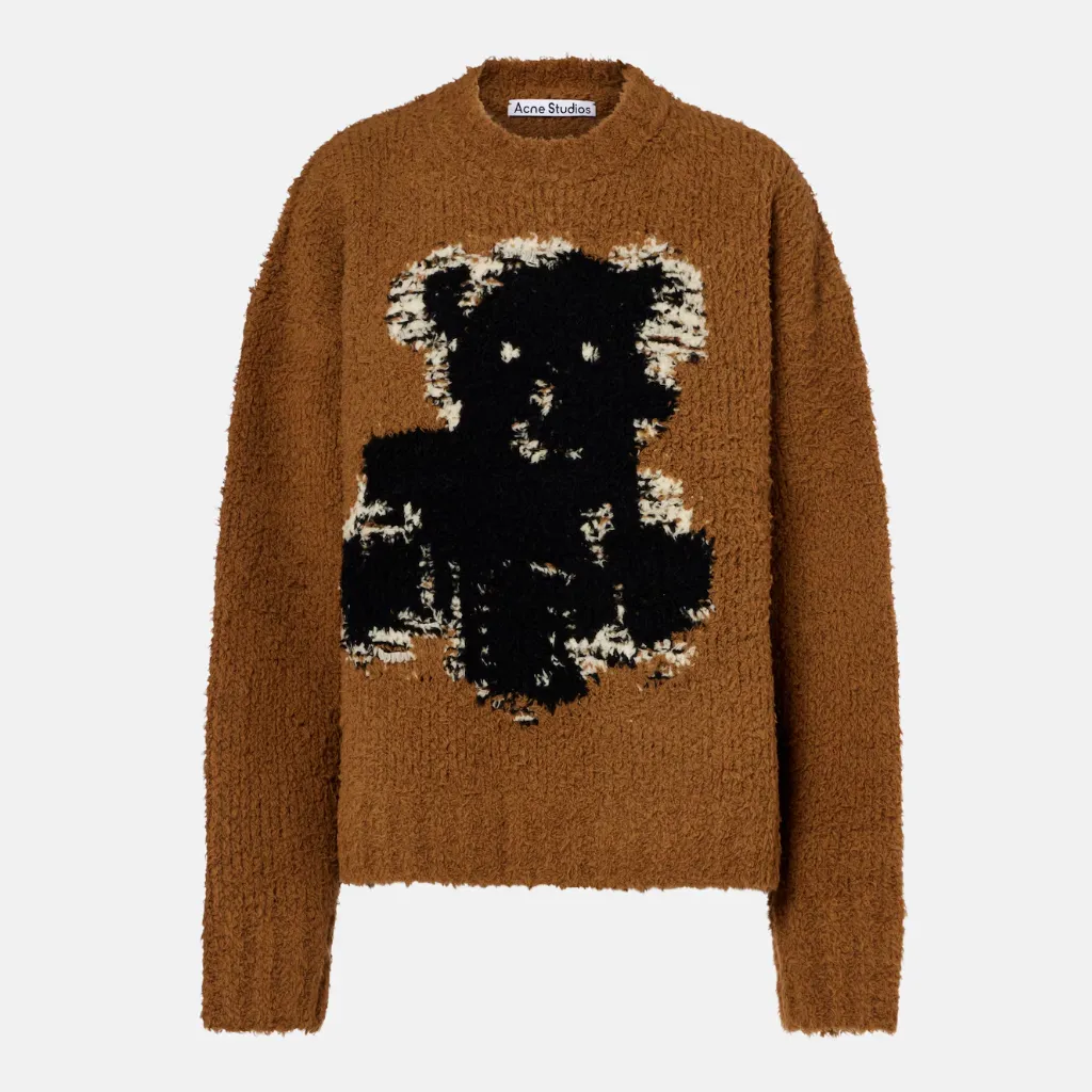 ACNE STUDIOS 小熊印花棕色毛衣