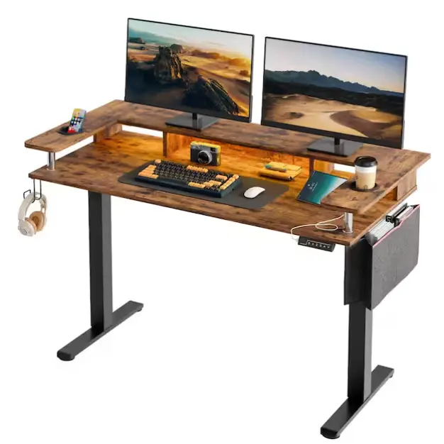 Bestier - 58英寸复古棕站立式办公桌