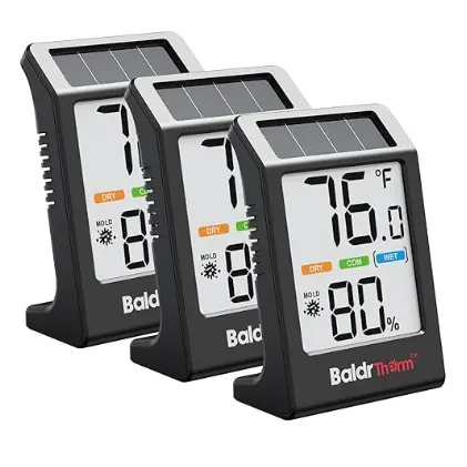 Baldr Therm 3 件装太阳能温度计和湿度计